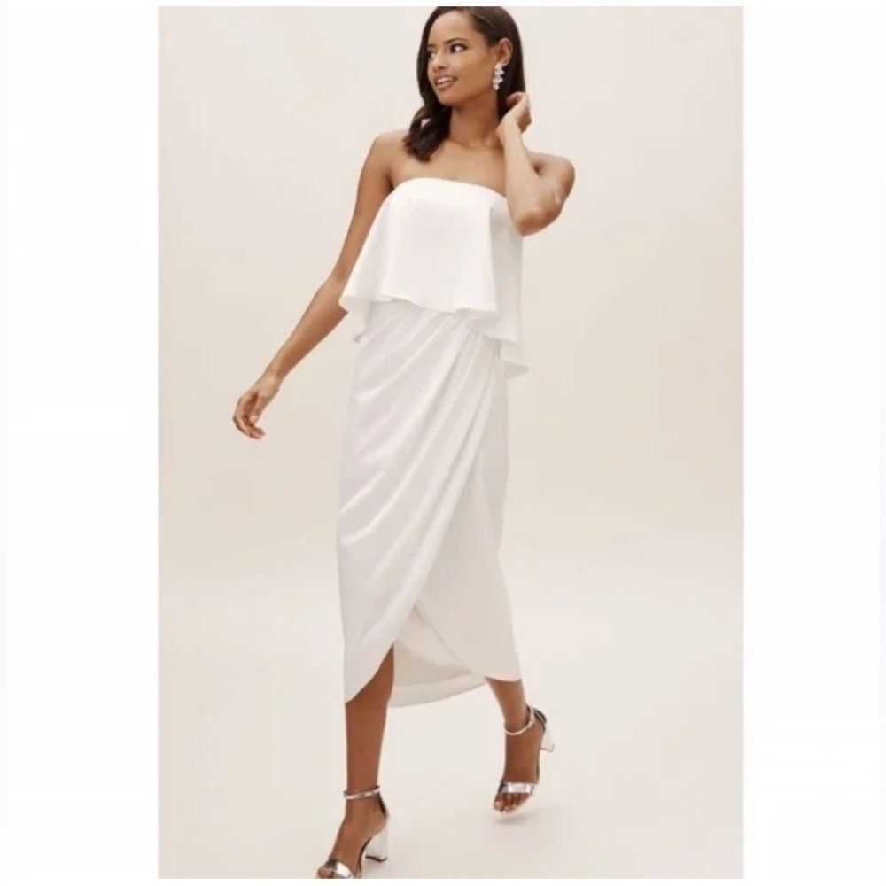 Anthropologie Bhldn Kelli Tulip Hem Dress White Size U.S. 14